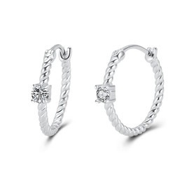 LGSY 925 Sterling Silver/Gold Plated CZ Round Hoop Earrings for Women, Design Rope Twisted Earrings for Fashion Jewelry