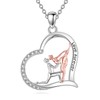 Ballerina Necklace Sterling Silver Heart Necklace Rose Ballerina Dancer Ballet