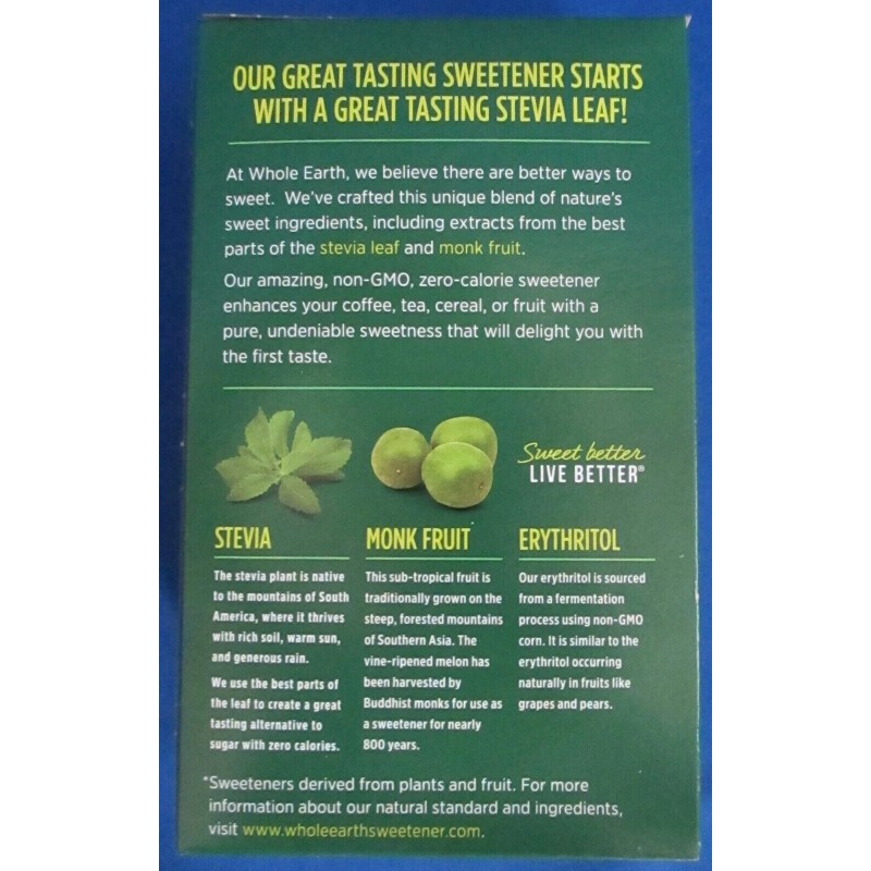 Whole Earth Stevia Leaf & Monk Fruit Natural Sweetener Blend