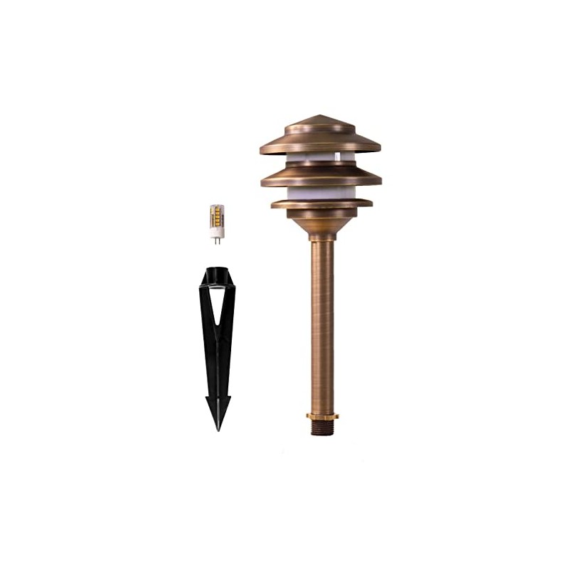 Lumen Logic 12V Cast Brass Pagoda Path Light (Bronze) with