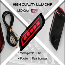 BINQIGOO Full LED Rear Bumper Reflector Lights For Subaru 2008-up Impreza/2008-2014 WRX,STI/2013-up XV Crosstrek Tail Brake Fog Lamps Daytime Running Light Turn Signal Accessories (Red)