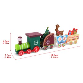 MVNISE Christmas Wooden Train Ornament, Mini Painted Train Decoration Kids Gift Toys, Xmas Table Top Adornment for Christmas Party Kindergarten…