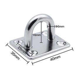 MZMing Pack of 4 M6 Stainless Steel 304 Eye Plate Ceiling Hooks Wall Hooks Eyelet Holder 4-Hole Eyelet Plate Hook with Screws and Rubber Plugs for Boat Rigging Yoga Training Strap Swing Hammock Punch Bag