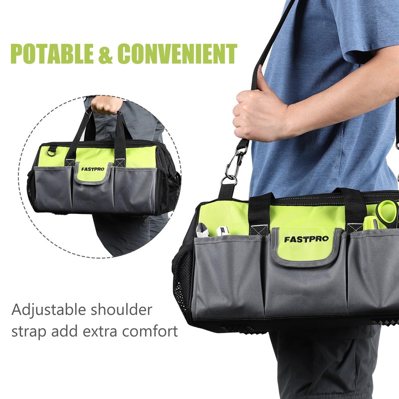 FASTPRO 16-inch Tool bag, Wide Mouth Tool Organizer with Large