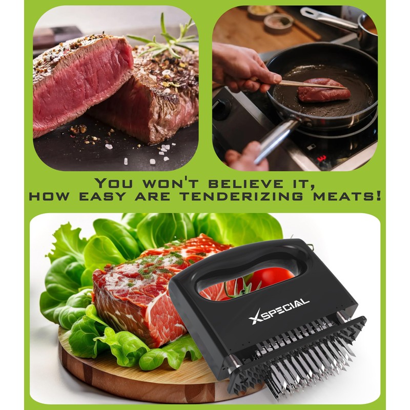 XSpecial Mini-Deluxe Meat Tenderizer Tool 48 Blade Stainless Steel, Kitchen