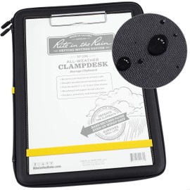 Rite in the Rain Weatherproof Clampdesk, 13.875" x 10.75", Black with Writing Surface, Storage Inside (No. 296)