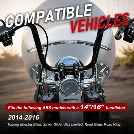 TIGERSGATE Black 14-16 Inches Ape Hanger Cable Brake Line Clutch Cable Kit For ABS Models Harley 2014-2016 Touring