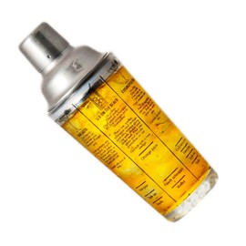 CHIC FANTASY Coctelera Shaker con Recetas Capacidad de 400 ml / 14 oz, Vidrio Tapa de Acero Inoxidable y Coladera Barman Mezclador Bebidas Medidas Impresas