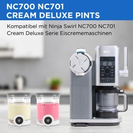 2er-Pack Eiscremebehälter, passend für Eismaschinen der Serien Ninja Swirl NC700 und NC701, Ersatz-Pint-Behälter und Deckel, BPA-frei, spülmaschinenfest