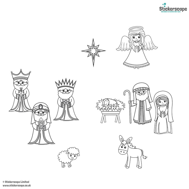 Stickerscape Christmas Colour-in Window Stickers (Nativity) | Christmas Craft for