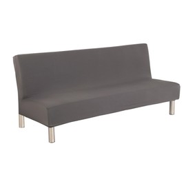 Funda de sofá cama sin brazos, de color sólido, de poliéster y elastano, funda elástica para futón de 3 plazas, plegable, se adapta a sofá cama plegable sin reposabrazos de 80 x 50 pulgadas (gris)