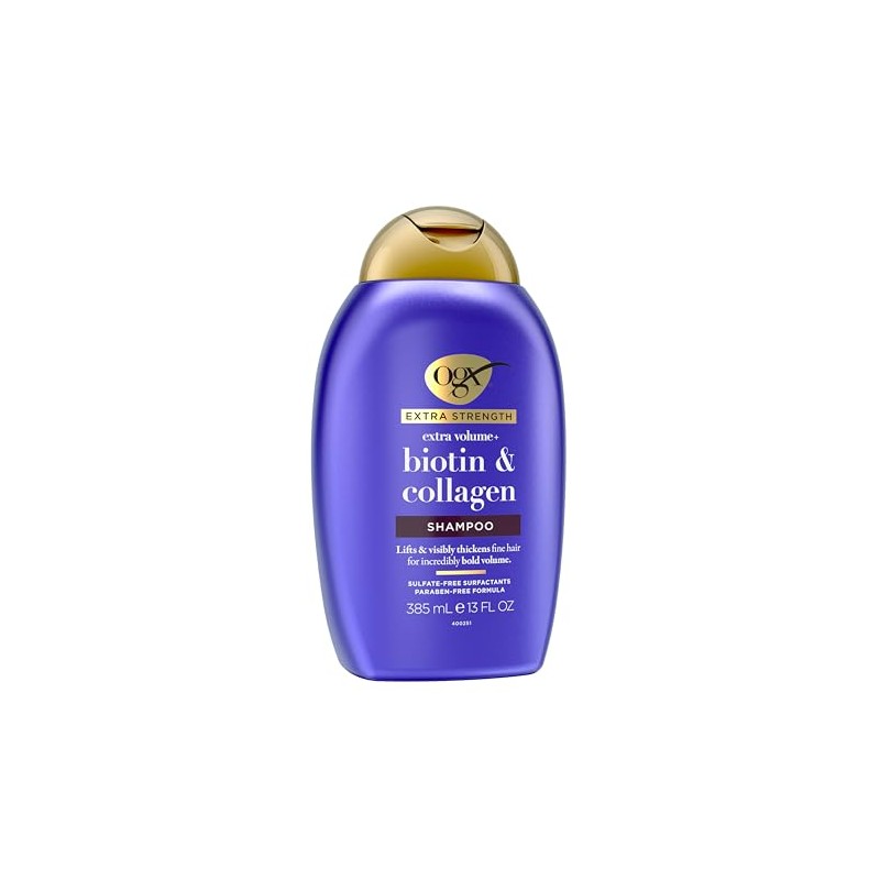 OGX, Shampoo Volumen y Fuerza Extra de Biotina y Colágeno,