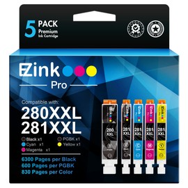 E-Z Ink Pro PGI-280XXL CLI-281XXL Compatible for Canon tr8620a Ink cartridges 280XXL 281XXL for Canon 280 281 Ink cartridges to use PIXMA TR8620 TS6320 TR7520 TS6120 TS6220 TS8220 TS9520 (5 Packs)
