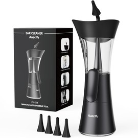 Manual Ear Wax Removal Kit - One-Hand Control Ear Cleaner Tool, Easy to Use Ear Irrigation Flushing System with Soft Silicone Tip for Effective & Safe to Clean Ear Built Up Wax Home Use(Black)