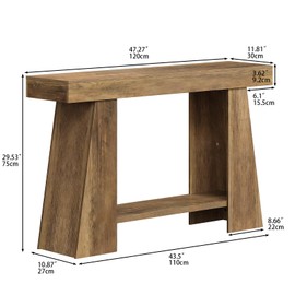 Tohomeor 47.24" Farmhouse Entryway Console Table, Narrow Sofa Table Behind Couch, Wooden Rectangular Entry Table with Storage Shelves for Entrance, Hallway, Living Room, Foyer