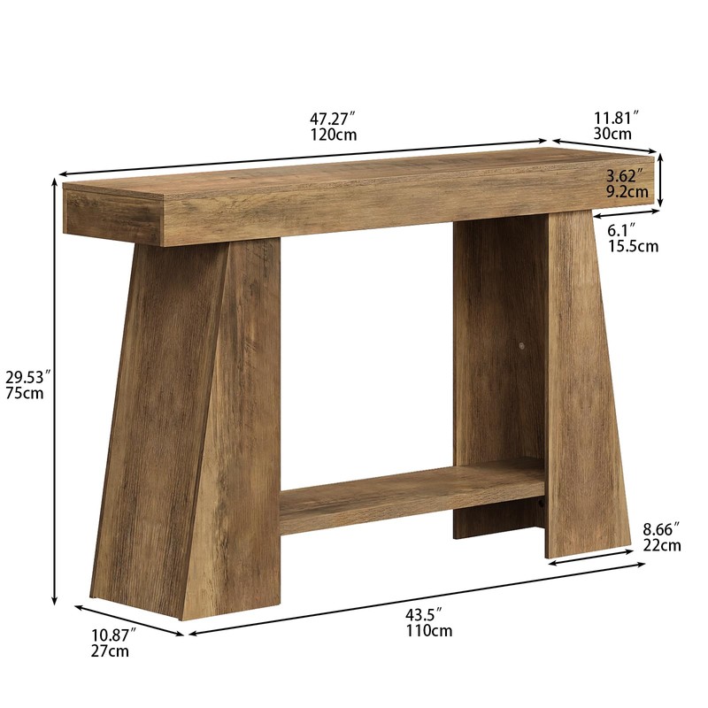 Tohomeor 47.24" Farmhouse Entryway Console Table, Narrow Sofa Table Behind