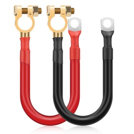 Linkstyle 2pcs 30CM Battery Inverter Cables, 2AWG Guage Battery Cables with 3/8" Lugs, Terminals Clamps for Marine, Solar Panels, Car