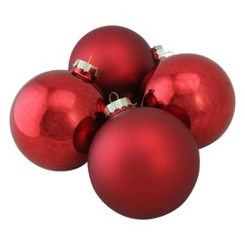 Northlight WY00768 Red Glass Ball Christmas Ornament Set, 4"