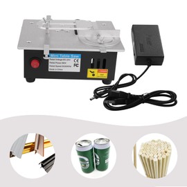 Mini Hobby Table Saw, Handmade Woodworking Bench Saw DIY Model Crafts Cutting Tool with Adjustable Power Supply 63mm HSS Circular Saw Blade (S2), Mini Table Saw for Polishing and Cutting Articles