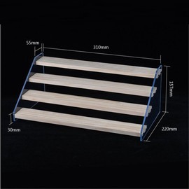 DIFEIUKI Figures Display Stand, 4 Tiers, Acrylic Display Stand, Wooden, Step-Like Design, Assembly, Easy Installation, For Dolls, Cosmetics, Accessories, Prizes, Collection, Display Stand, Width 12.2