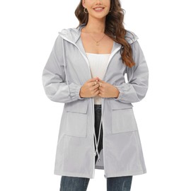 ETOSELL Women's Waterproof Rain Jacket with Hood Lightweight Packable Long Raincoat Windbreaker for Outdoor Activities