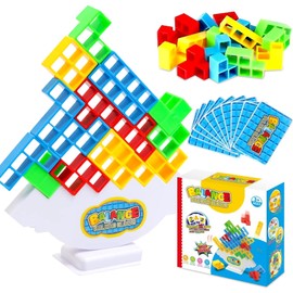 TOPZFL 48-Blocks Tetra Tower Game, Tetris Tower Balance Game, Decompression Balance Building Blocks, Tetris Balance Toy, Blocks Stacking Game Set, Building Blocks Balance Game for Boys and Girls from