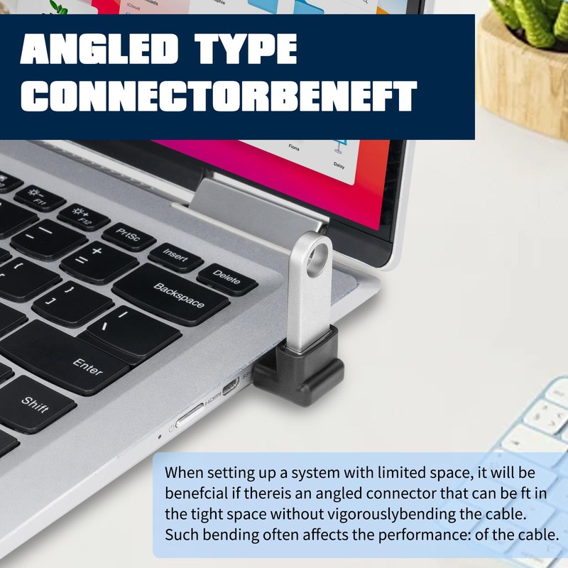 AOUZOVLI USB Angled Connector 90 Degree 4 Pieces Angle Plug