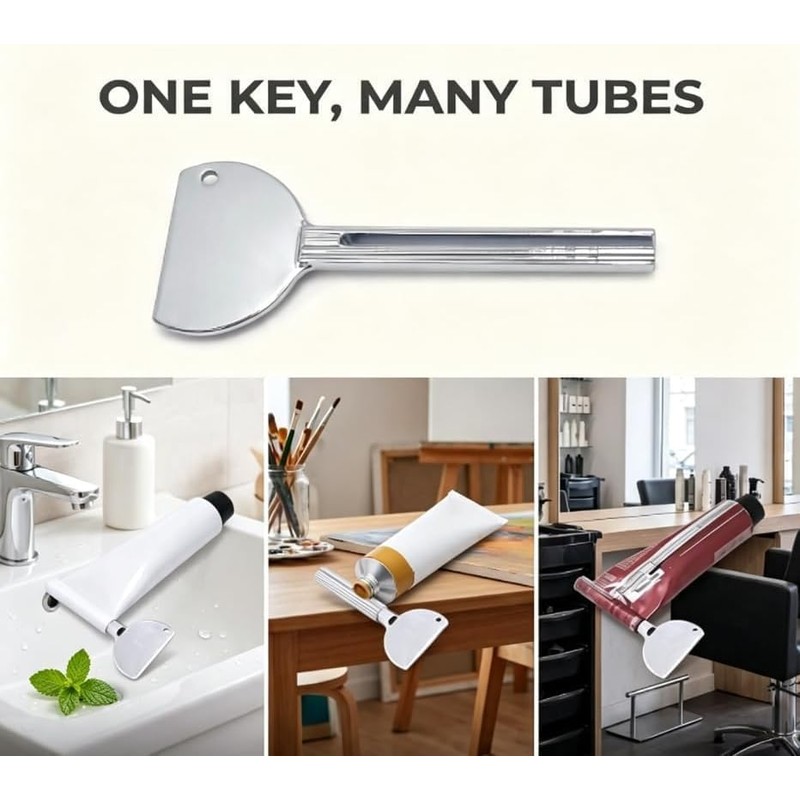 3Pcs Silver Stainless Steels Metal Tube Squeezer Keys Salon Toothpaste