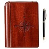 SETTINI Compass Writing Journal, Hardcover Faux Leather Notebook for writers Travel Journal Lined Personal Diary 6x8.5 Gift Set: journal with luxury pen.