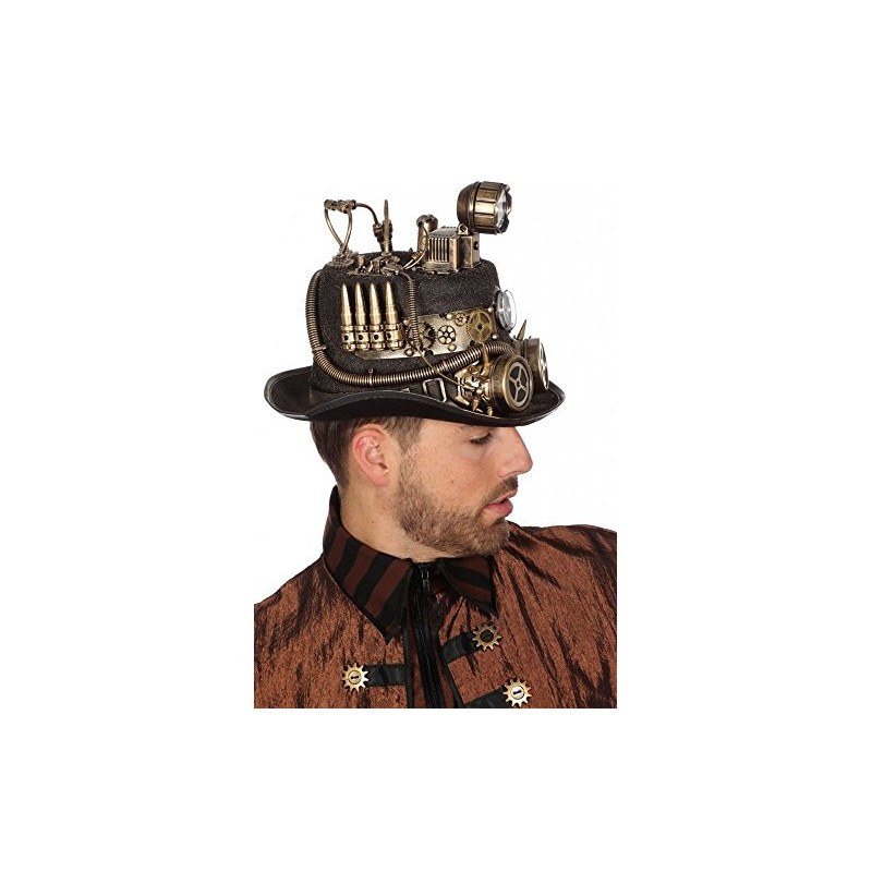 shoperama Black Steampunk Cylinder with Bronze Decorations and Goggles Size