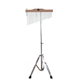 25-Tone Wind Chime with Stand – Professional Silver Aluminum Bar Chimes with White Wooden Frame, Musical Percussion Instrument for Stage, Orchestra, and Music Education (44×118cm)