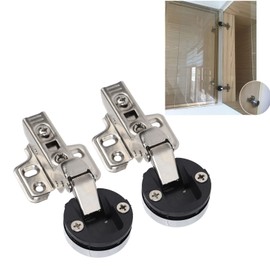 Cabinet Glass Door Hinges,Glass Door Hinges 2 Sets 4 Holes 35 Cup Silent (Large Bend Insert)