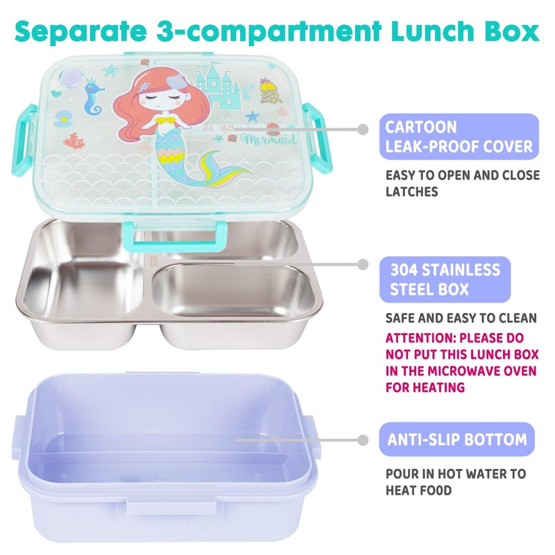 PinkSheep Bento-Lunchbox aus Edelstahl für Kinder (Mermaid)