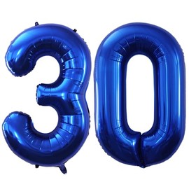 GOER Number 30 Balloons for 30th Birthday Party Decorations,42 Inch Jumbo Foil Helium Balloons for 30th Anniversary (Blue)