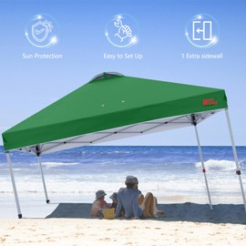 MASTERCANOPY 10x10 Durable Pop Up Canopy Tent with 1 Sidewall, Forest Green