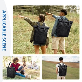 GOLF QUALITY Rolltop Backpack Women Men Backpack Bag 2 in 1 Women's Foldable Handbag Lightweight Casual Shoulder Bag Nylon Travel Backpack Work Hiking 22 L Black