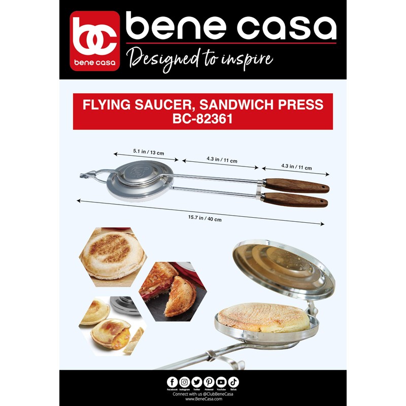 Bene Casa - Flying Saucer Sandwich Press with Heavy-duty Natural