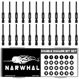 Narwhal 8 Point Star Bit Set for Trailers (24 Pack Double Square - CR-MO Steel) 8 Point Torx Bits in The Following Sizes #1 x6, #2 x12, and #3 x6 for Trailers, RVs, and More