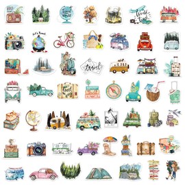 50pcs Outdoor Travel Stickers for Kids, Hiking Camping Stickers for Water Bottle, Outdoor Adventure Decals for Laptop Luggage Cup Bicycle Guitar Scrapbook(Outdoor)