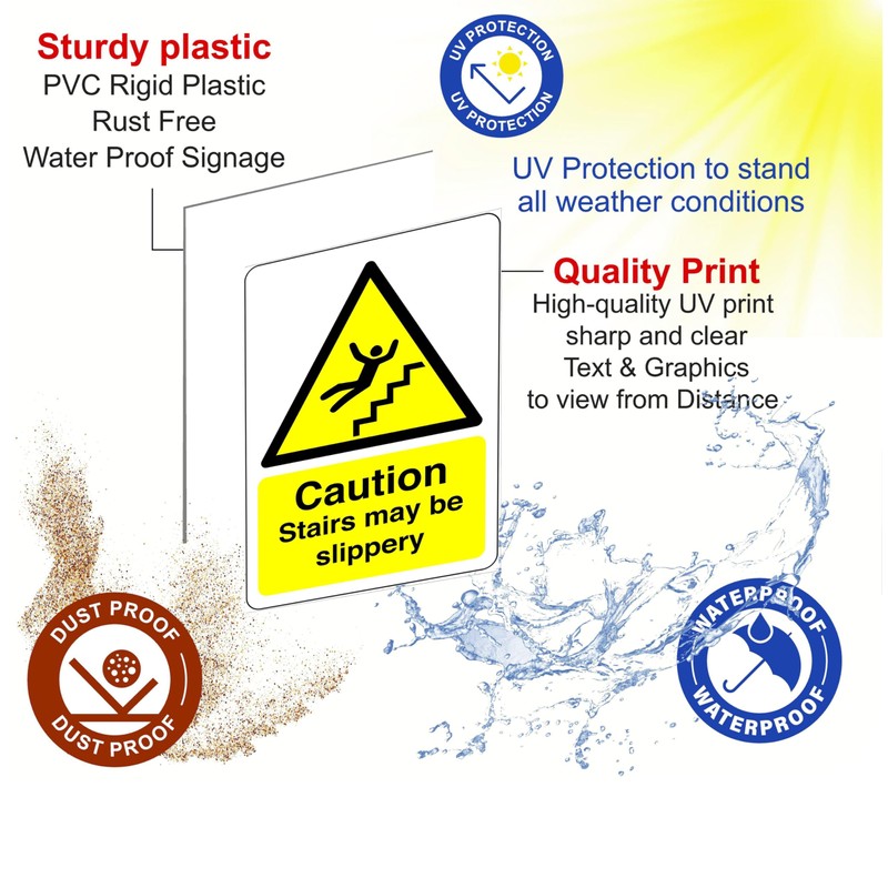 Caution stairs may be slippery sign - 1.2mm Rigid plastic