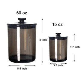 Youngever Set of 2, black, 1800 ml and 450 ml, cotton pad container with lid, reusable apothecary jars made of transparent, cotton pad dispenser and cotton bud container, Qtip holder