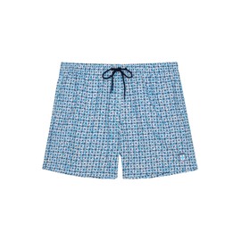 HOM Ausmane Men's Beach Boxer Swimming Trunks, Turquoise print