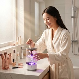 Electric Makeup Brush Cleaner, Automatic Spinner Laundry Washing Machine (Matte white)