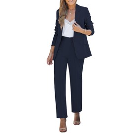 luvamia Business Two Piece Sets for Women Pants Sets Women 2 Piece Outfits Interview Outfits for Women Work Clothes for Women Work Clothes for Women 2024 Navy Blue Size X-Large Fits Size 16 Size 18