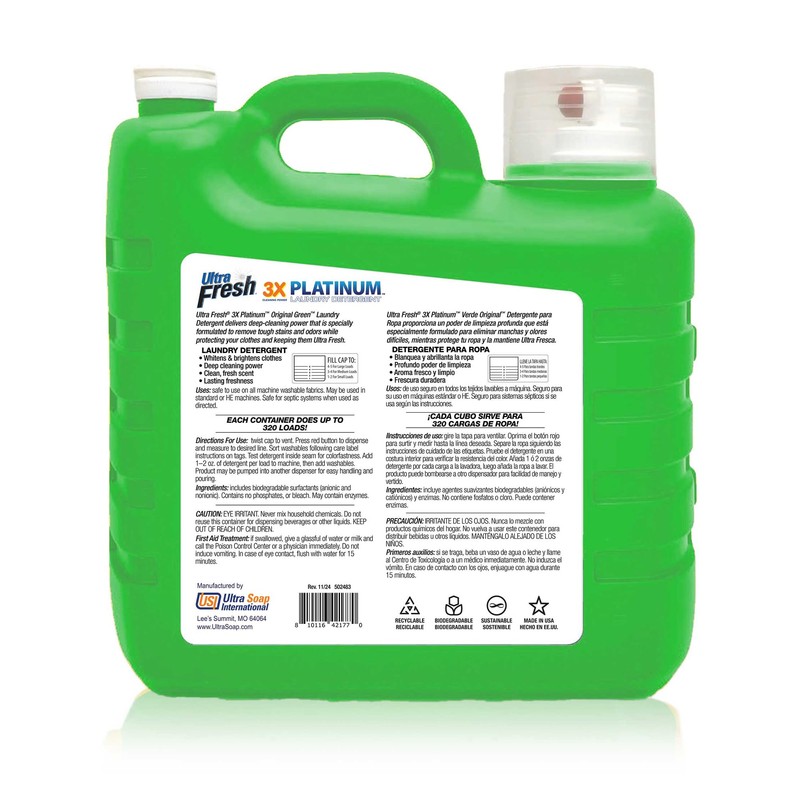 Ultra Fresh 2 Pack 3X Platinum Liquid Laundry Detergent up