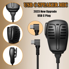 SAMCOM Type-C Speaker Mic Only Compatibility with T2 GMRS Two Way Radios, USB-C Shoulder Mic for T2 Models Walkie Talkie, 1 Pcs