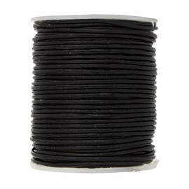 0.5mm Round Leather Cord 25 Meters Black