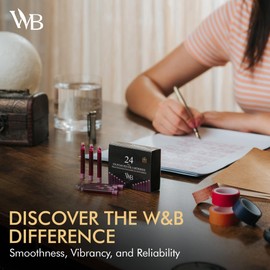 Wordsworth & Black 24 Pack Fountain Pen Ink Refills - Set of 24 Pink Ink Cartridges - International Standard Size - Length APPR 1.5" - Base Diameter APPR 0.24" - Disposable and Generic