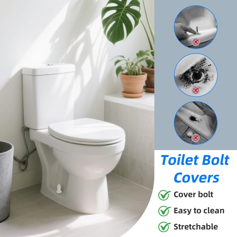 Toilet Bolt Covers Decorative, No Screw Cutting Required,Push-to-Install Universal Toilet