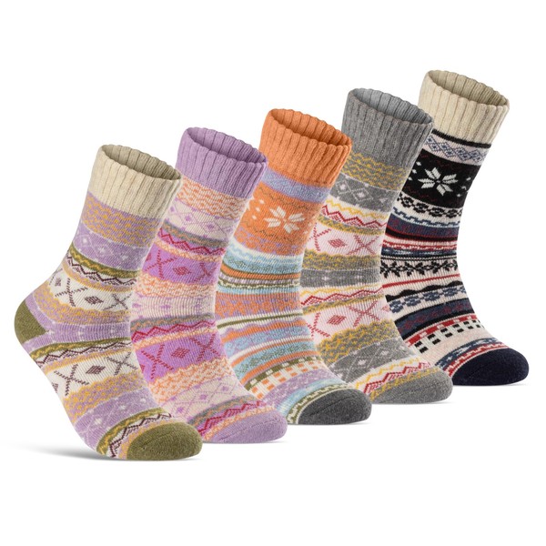 5 Pairs of Wool Socks for Men and Women Winter